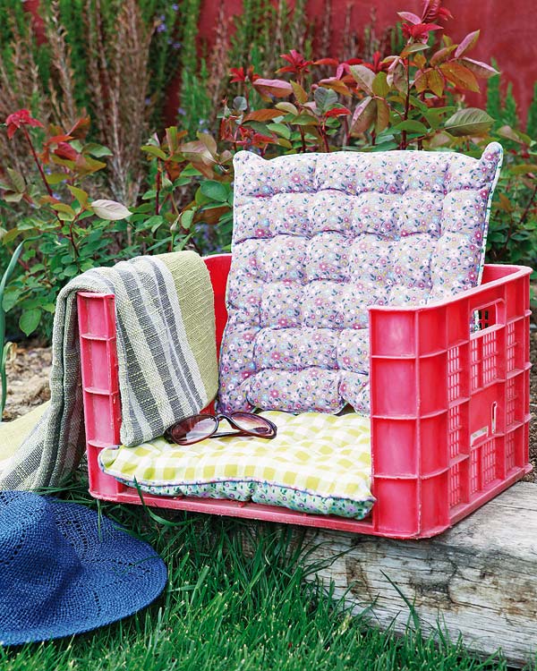 Vibrant Garden Armchair From Plastic Boxes