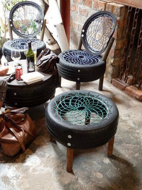 DIY Furniture Using Tires, Wood And Plastic